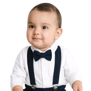 Bow Tie Suspenders Set Little Boys Size 12M-5T Blue Green NEW WITH TAG